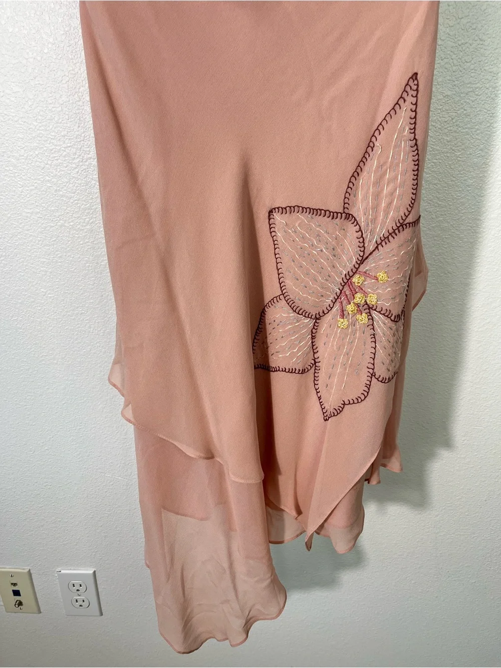 Y2K BCBGmaxazria Pink Silk Dress Fairycore Angel Ethereal Halter Embroidered 10 - Picture 9 of 12